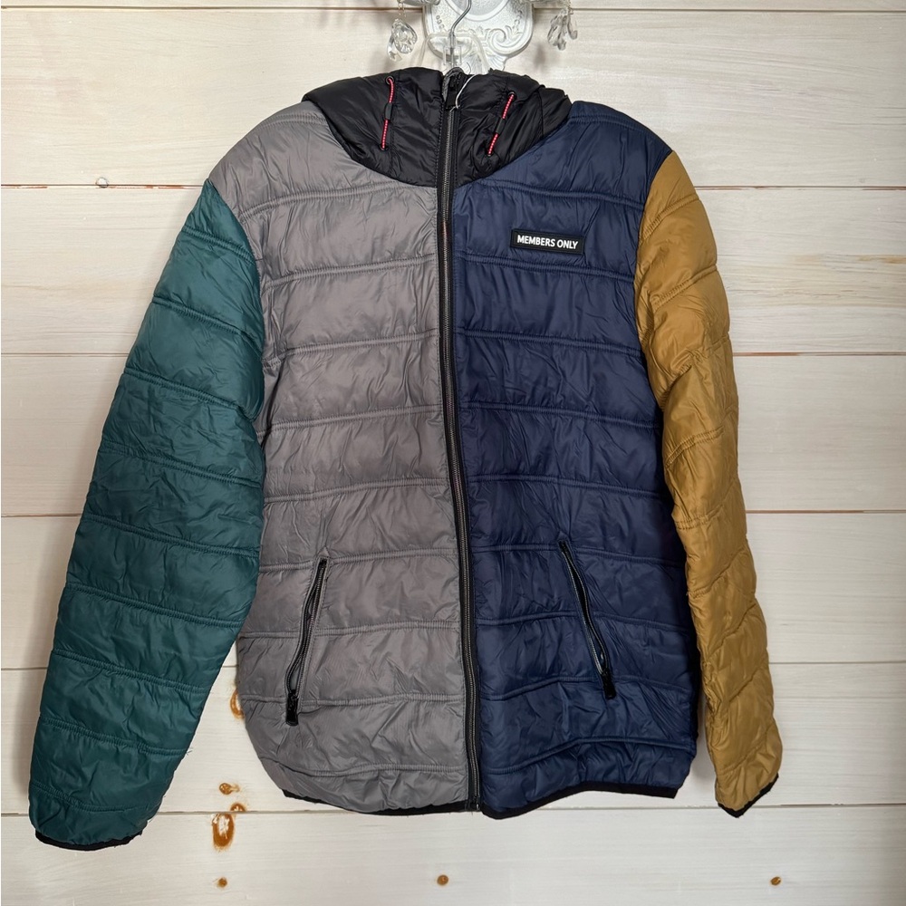 Members Only Men's Multicolor Puffer Jacket - Gray, Navy, Olive, Mustard